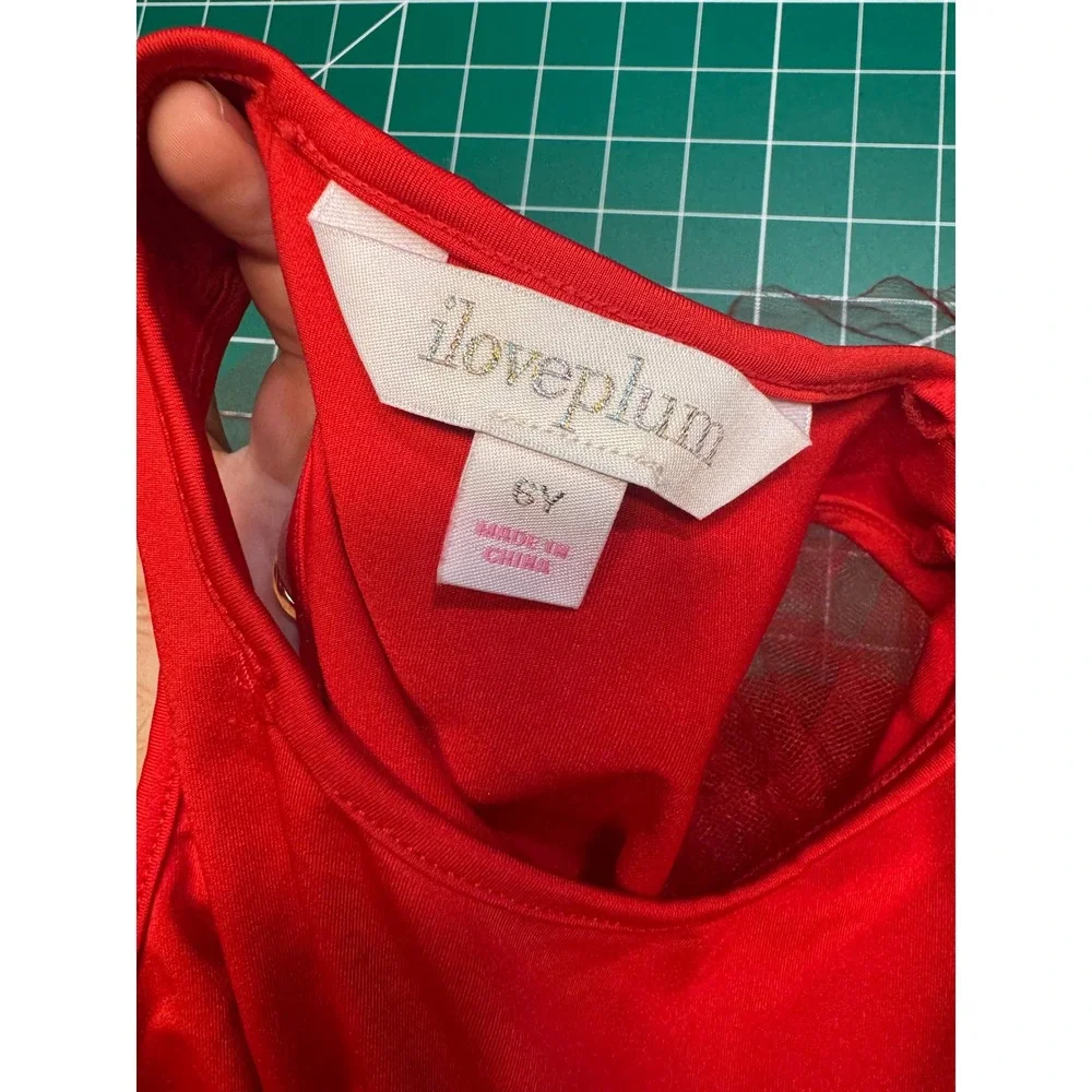 iloveplum Kids Girls BEAT Tutu Dress Red Sleeveless Tulle Ballet Party Size 6Y